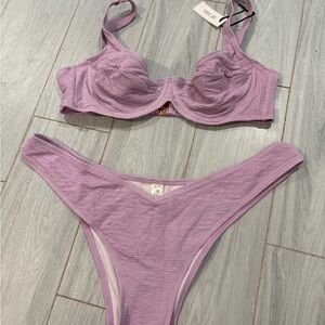 ASOS Lilac Ribbed Underwire Bikini Set